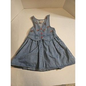 Vintage Radishes & Roses 6 Denim Dress With Buttons Vest